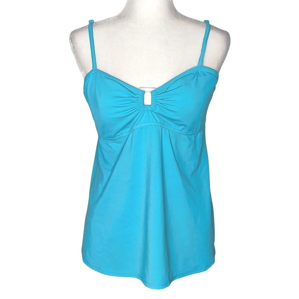 Liz Lange Maternity Swimsuit Tankini Set Women Large Blue Ruched